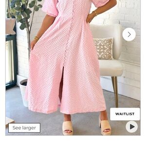 Pink Textured Button-Down Dress